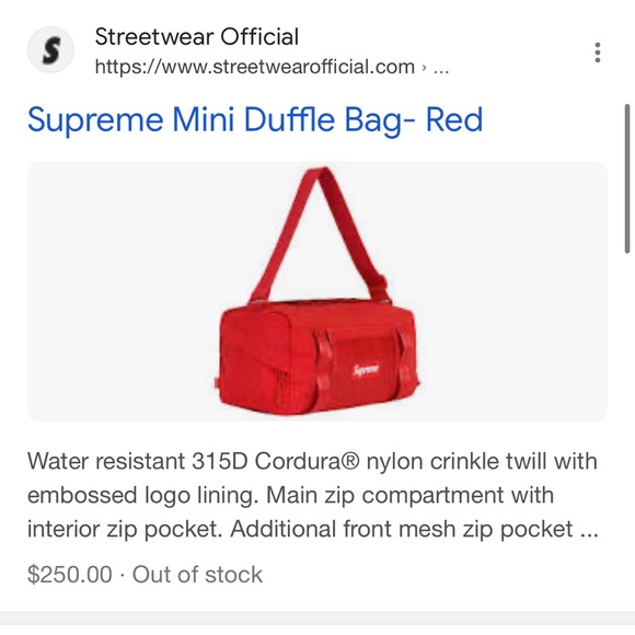 ❌SOLD❌NWT Supreme Mini Red Duffle Bag - Picture 7 of 7
